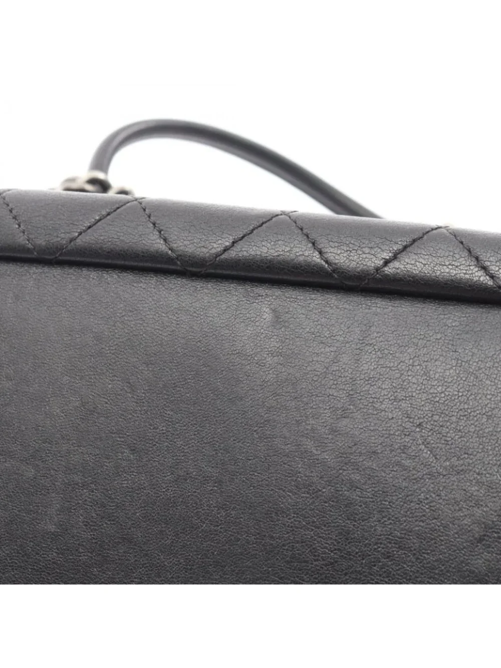 Chanel Tote Bag Quilted Antique Silver 2-Way Black Leather Chain